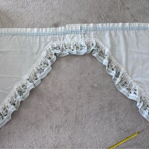 Vintage Kitchen Valances Cream With Blue Gingham And Daisy Print Cottagecore MCM